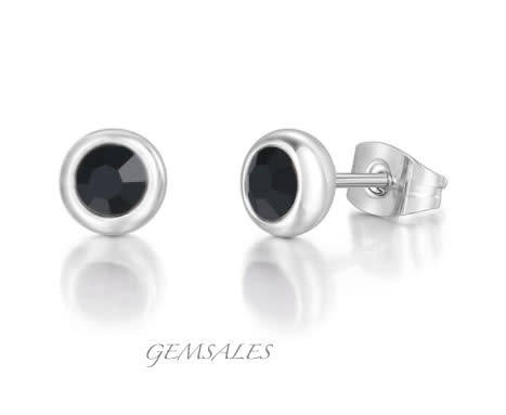 .25ct Black CZ Silver Earrings Bezel Setting  #ELEGANTt#