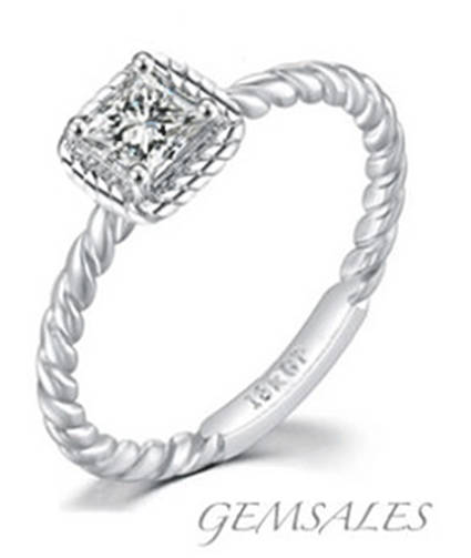 LAST R1 AUCTION  -  .75ct  Princess Cut Moissanite Rope Setting #NEW ARRIVAL#  *18KGP*    SIZE 8