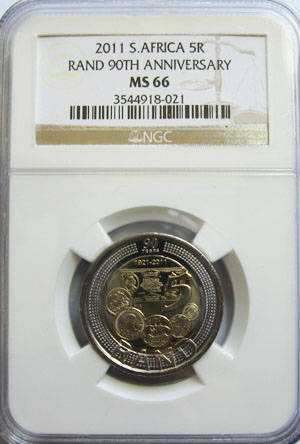 NGC GRADED MS66 SARB 90th ANNIVERSARY 2011 R5 COIN@@@@CRAZY R1 STRART!!!!!!!!!!!!!!!!!!!!!