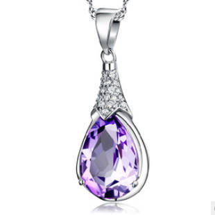 NECKLACE SILVER, AUSTRIAN CRYSTAL, TWISTED SINGAPORE CHAIN, AVAILABLE IN BLUE ONLY
