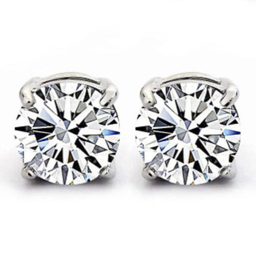 EARRING SILVER STUD, AUSTRIAN CRYSTAL, PLATINUM PLATED