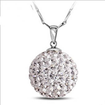SILVER NECKLACE, GENUINE AUSTRIAN CRYSTAL, PLATINUM PLATED