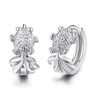 HOOP STERLING SILVER, FISH, AUSTRIAN CRYSTAL EARRING