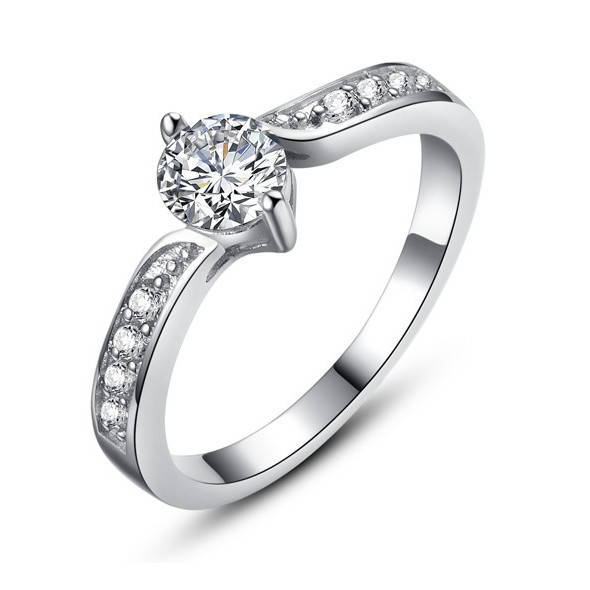 RING 925 SILVER, AUSTRIAN CRYSTAL, PLATINUM PLATED