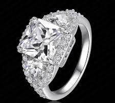 Stunning New Wedding Ring 18K Platinum Plated 4ct Sim Diamond Ring - Size 7