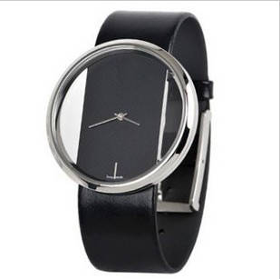 BLACK PU LEATHER LADIES OR MEN WATCH