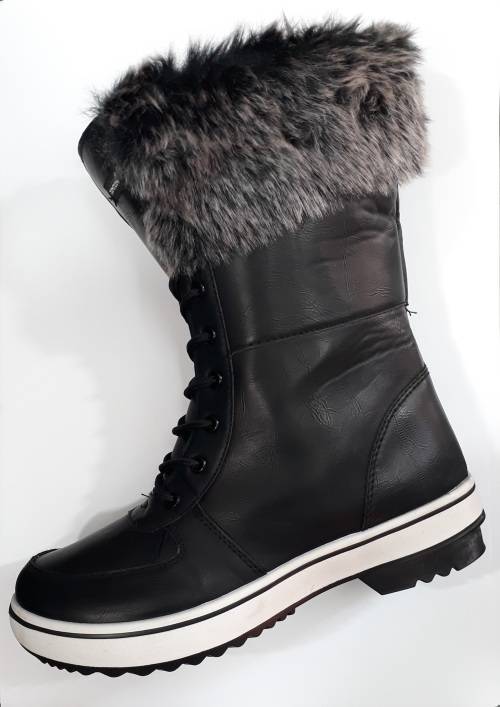 Women's Cold Weather Mid High Faux Fur Black Boots - Size 6