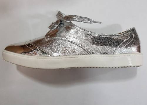 Women's Silver Lace-Up Shoes - Size 7
