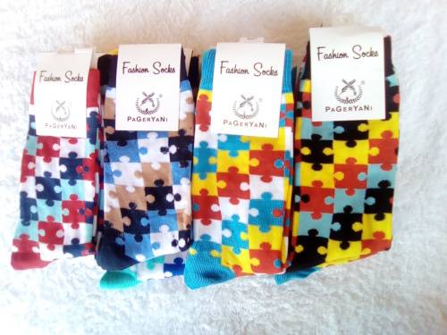 12 Pair Cotton Puzzle Multi Colour Socks