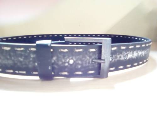 Men's Stitched Leather Belt - Black