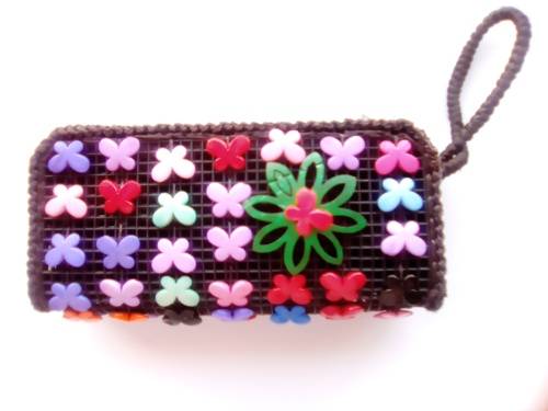 Womens Weave Cosmetics Rectangular Purse