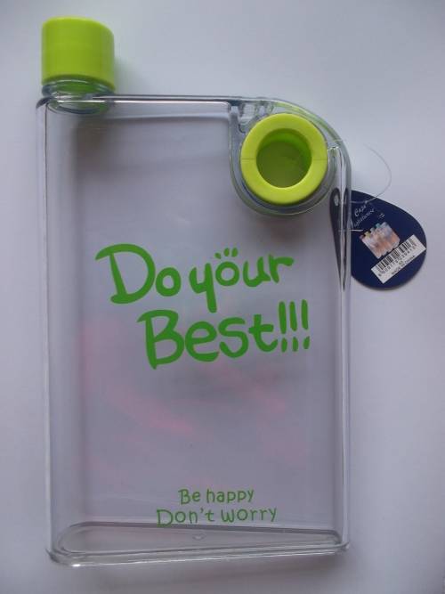 Clear Flat Plastic A5 Memo Notebook Water Bottle