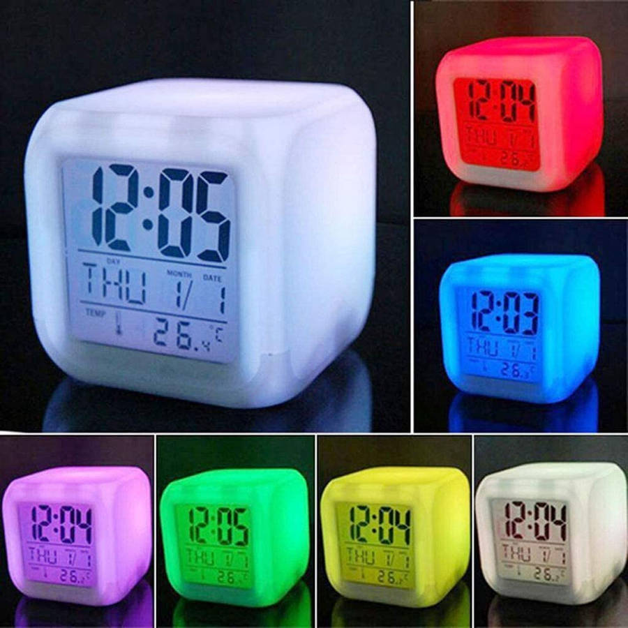 3 Inch Small Size Mini LED Stitch Anime Digital Alarm Clock 7 Colorful Bedroom