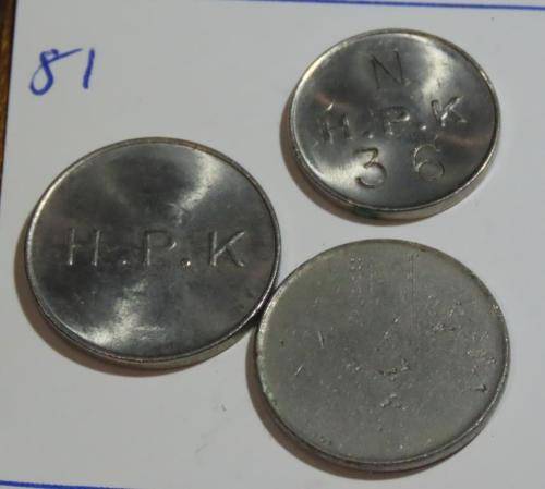 5c and 10c GPO HPK series tokens (MB850E) and 10c blank