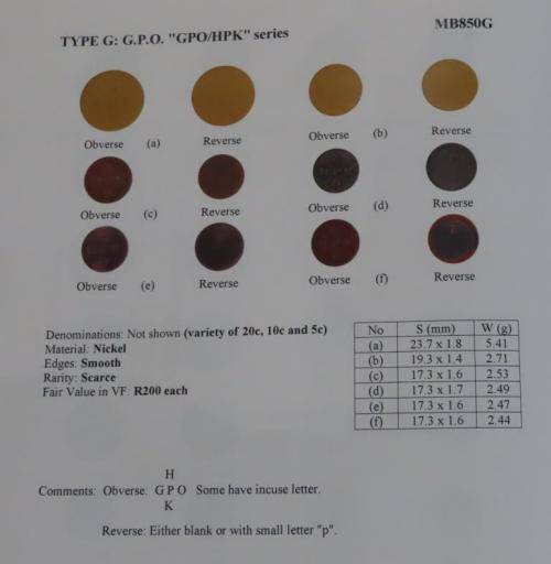 5c GPO GPO/HPK series token (MB850G) and 5c blank