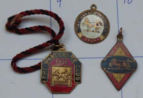 1913, 1938 and 1958 Wanderers Club Membership Badges