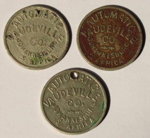 3 x different Automatic Vaudeville Co. Tokens (MB100B)