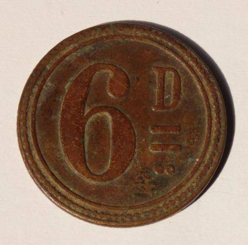 Phoenix Hotel Kimberley 6d token (MB1685)