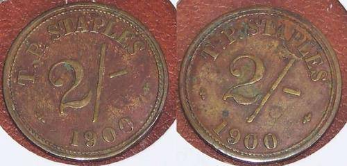 Staples T.P (2 shillings)  - Bloemfontein