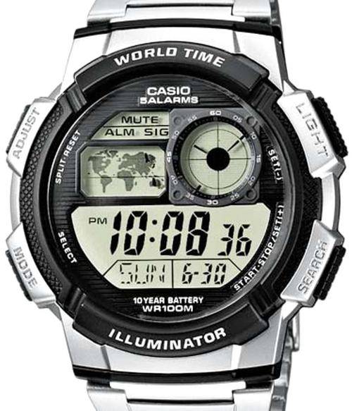 Brand New Casio Chrono World Time 100M WR Watch ** 10-Year Battery ** Alarms ** Auto Calendar **