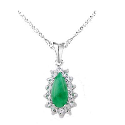 Fashion Jewelry Beautiful Natural Jade Necklaces with 14 Simulated Diamond !