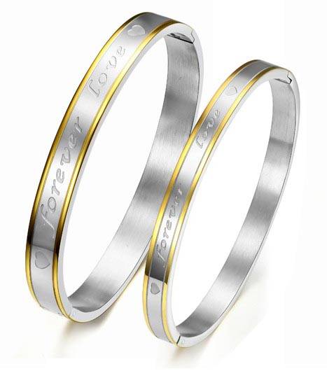 Fashionable Forever Love Stainless Steel Couple Bangles