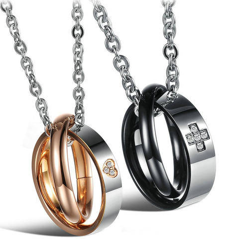European Fashion Jewelry Beautiful Stylish Stainless Steel Couples Necklace