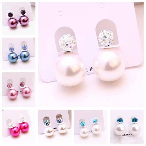 Classic Earrings Double Sides Pearl Stud Earrings Two Ball Big Double Pearl Earrings For Women