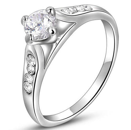 Fashion Jewelry Beautiful Stunning  Brilliant Cut 18k Gold Plated Ring-- Size 8#