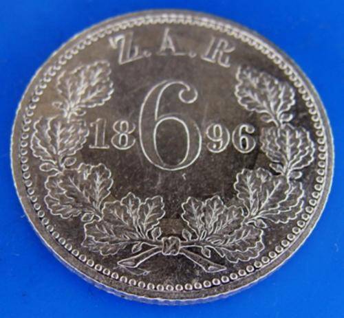 1896 ZAR 6P - HERN'S VALUE IN UNC IS R4000