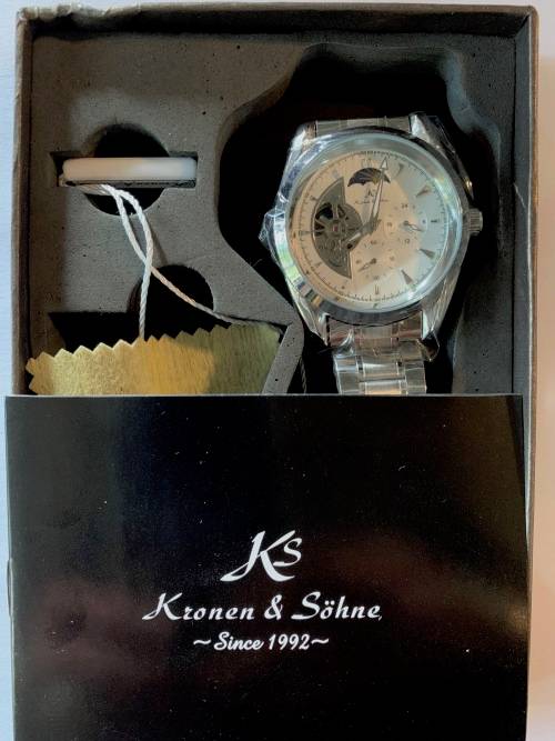 Kronen & Sohne Navigator Silver Automatic Mechanical Watch Mens