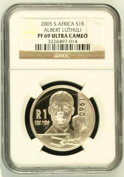 2005 LUTHULI SILVER R1 GRADED BY NGC - PF69 ULTRA CAMEO