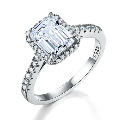 2 Ct 6*8mm Radiant Cut D Color VVS1 925 Silver Certified Moissanite Engagement Ring With Certificate