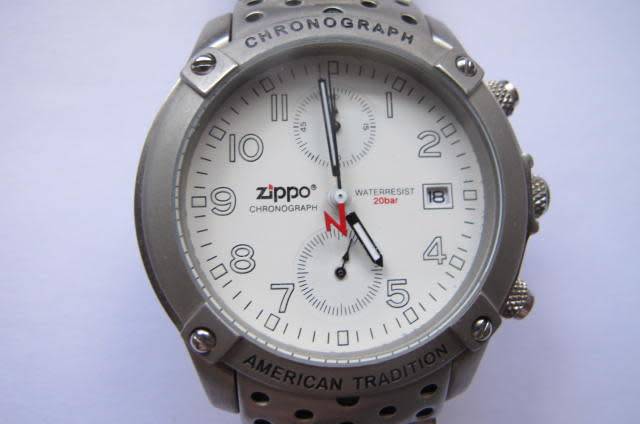 ZIPPO- CHRONOGRAPH WATCH WITH STAINLESS STEEL STRAP AND DATE