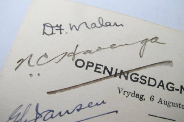 SOUTH AFRICA - 1948 OPENING DAY LUNCHEON OF THE NATIONAL PARTY GOVERNMENT WITH SIGNATURES
