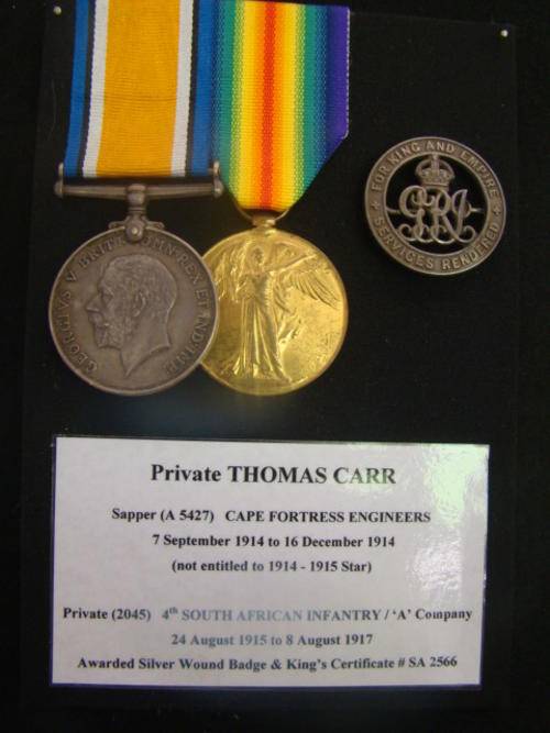 South African WWI pair & SWB L/Cpl THOMAS CARR 4th S.A.I.