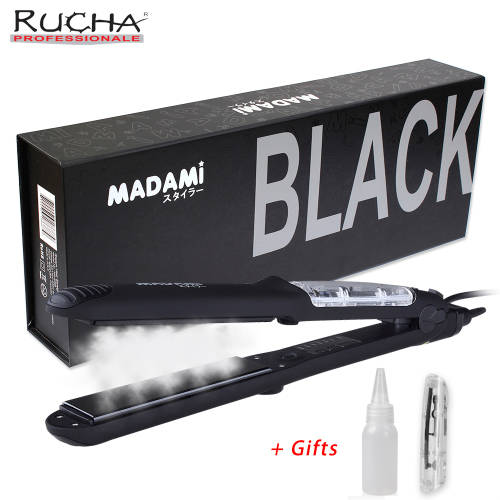 MADAMI Professional Argan Oil Vapor Salon Steam Hair Straightener Flat Iron