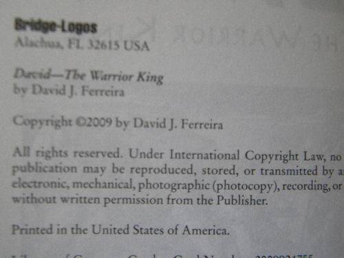 DAVID - THE WARRIOR KING  A Novel by David J. Ferreira