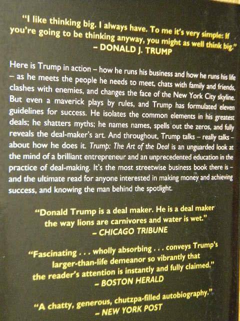 TRUMP THE ART OF THE  DEAL   Donald Trump with Tony Schwartz