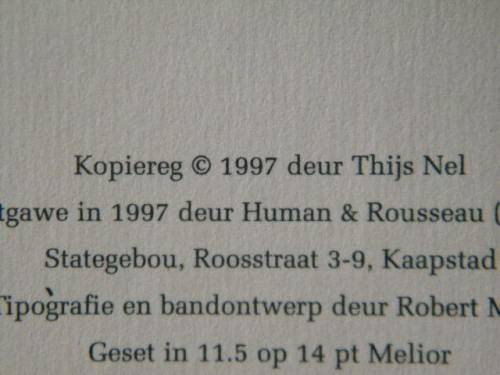 'N ANNERSTER SOORT  deur Thijs Nel  ('n Bundel kortverhale)