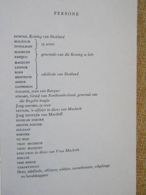 MACBETH deur Shakespeare Vertaal deur Eitemal