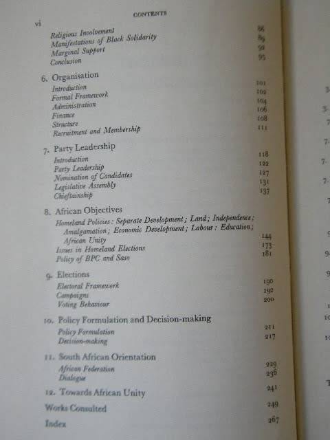 AFRICAN POLITICS IN SOUTH AFRICA 1964 - 1974 Parties and Issues  by D. A. Kotze