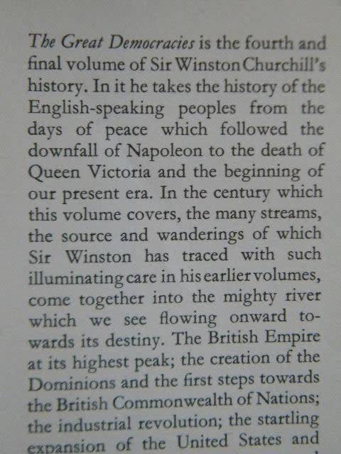 A HISTORY OF THE ENGLISH-SPEAKING PEOPLES  VOL IV THE GREAT DEMOCRACIES  by Winston Churchill