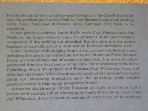 CAPE TOWN TRAILS AND WILDERNESS AREAS  by Jose Burman