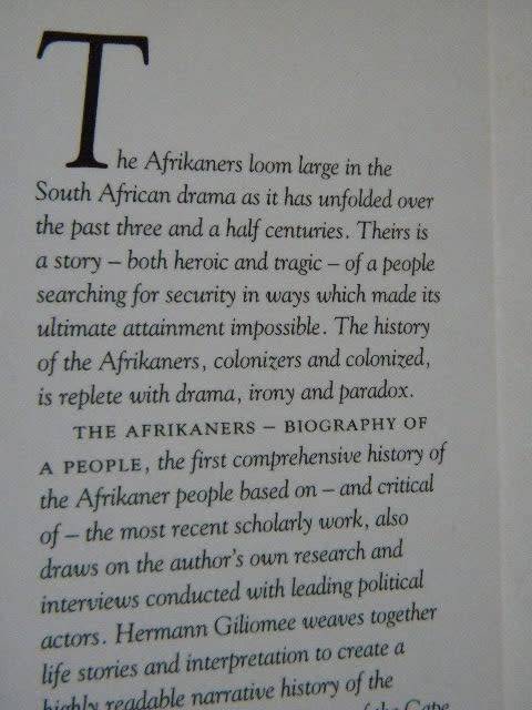 DIE AFRIKANERS - Biography of a people  by Hermann Giliomee