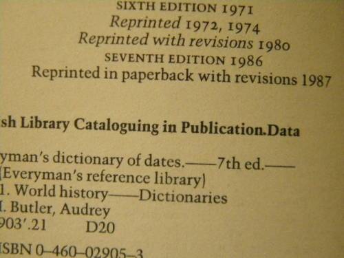DICTIONARY OF DATES by Audrey Butler