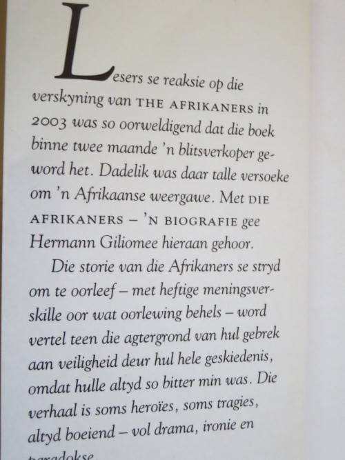 DIE AFRIKANERS  deur Hermann Giliomee  (`n Biografie)