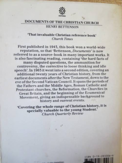 DOCUMENTS OF THE CHRISTIAN CHURCH  by Henry Bettenson