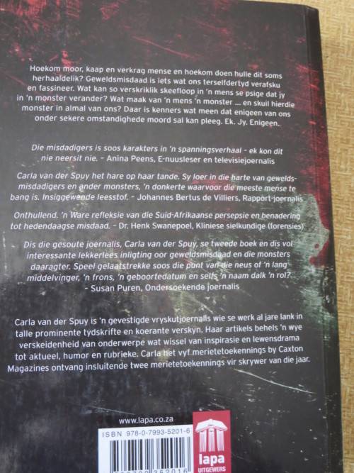 MENS / OF MONSTER  Die psige van `n misdadiger  deur Carla van der Spuy