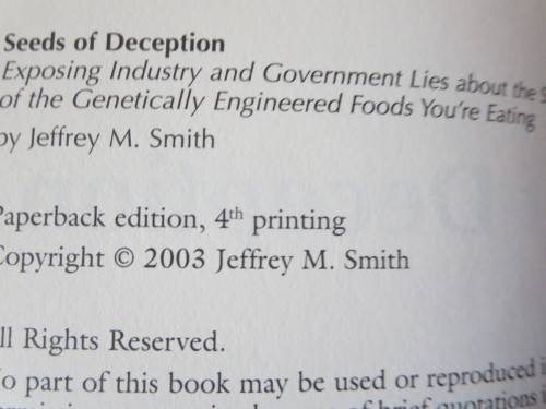 SEEDS OF DECEPTION   by Jeffrey M. Smith (Genetically Engineered - exposing industry